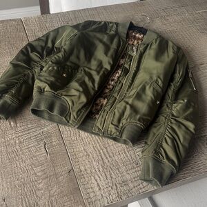 TopShop Nordstroms US 4 Olive Green Bomber Jacket